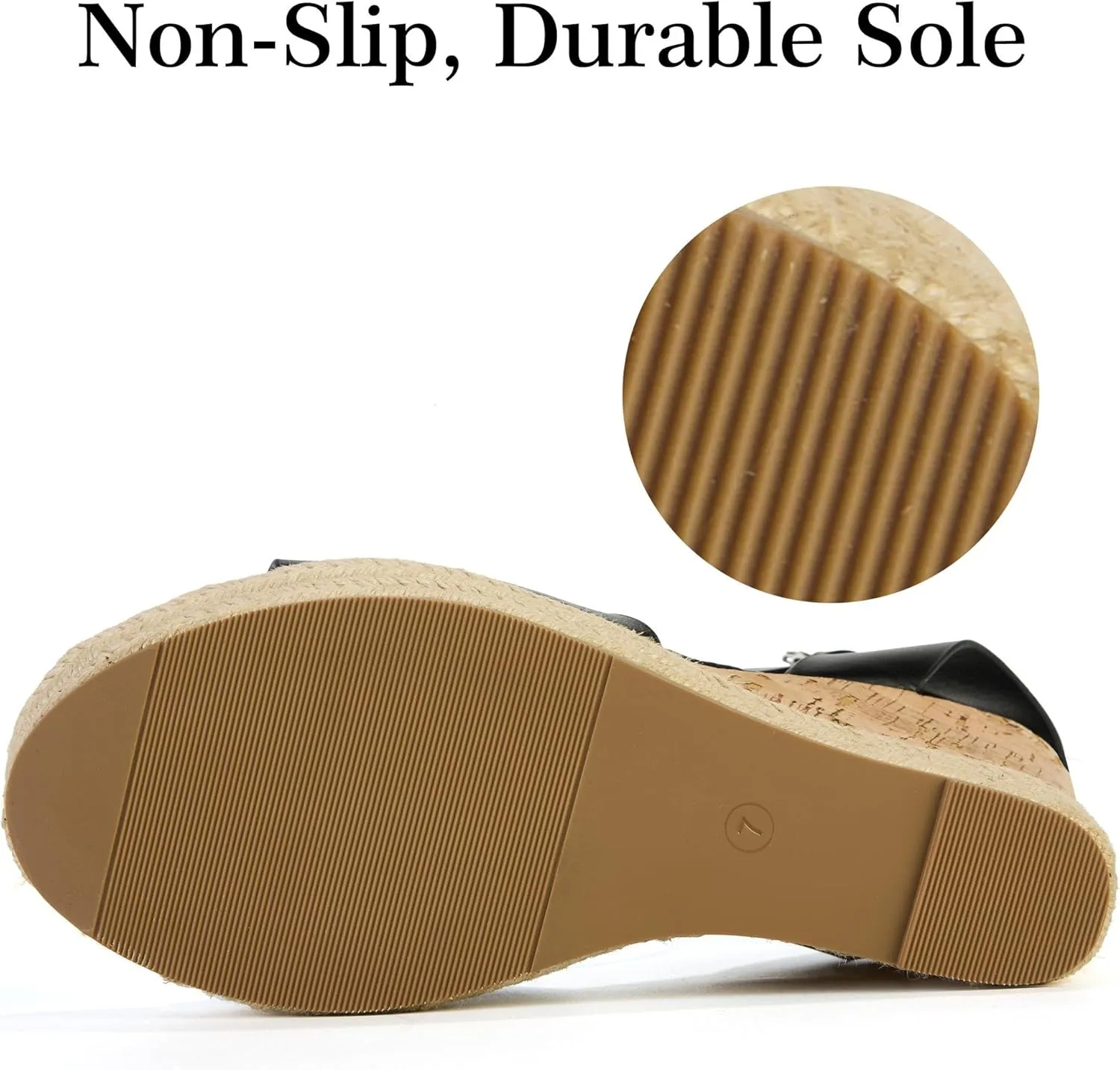 Yavero Women's Espadrille Wedge Sandals Open Toe Platform Sandals with Ankle Strap Stylish Cork Wedges for Summer