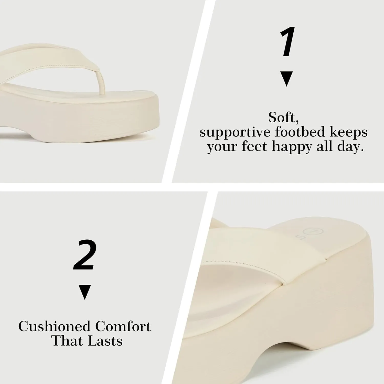 Yavero Women's Platform Flip Flop Sandals Comfortable Wedge Thong Sandals with Square Toe, Casual Summer Sandals