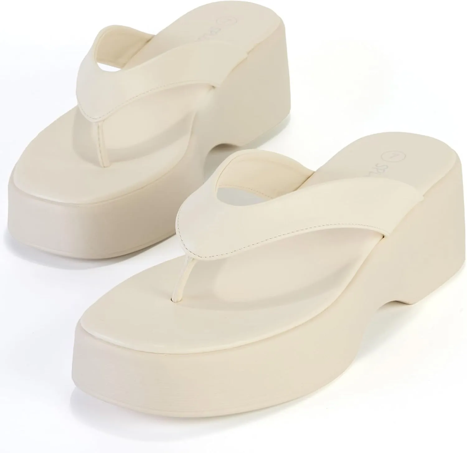 Yavero Women's Platform Flip Flop Sandals Comfortable Wedge Thong Sandals with Square Toe, Casual Summer Sandals