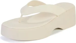 Yavero Women's Platform Flip Flop Sandals Comfortable Wedge Thong Sandals with Square Toe, Casual Summer Sandals