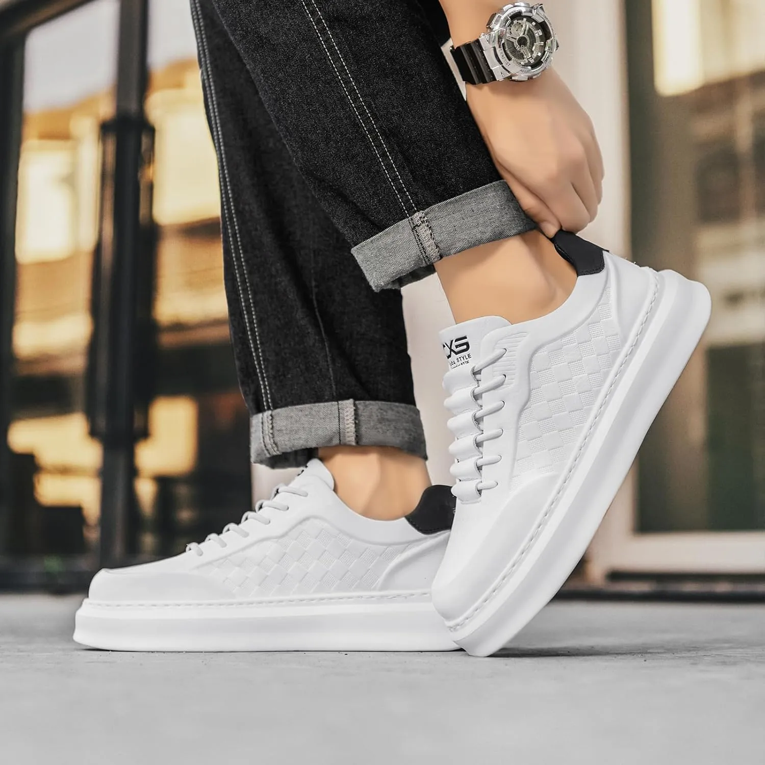 YCMM Lace Up Platform Sneakers Lightweight Comfortable Casual Fashion Sneaker Walking Shoes for Men Women