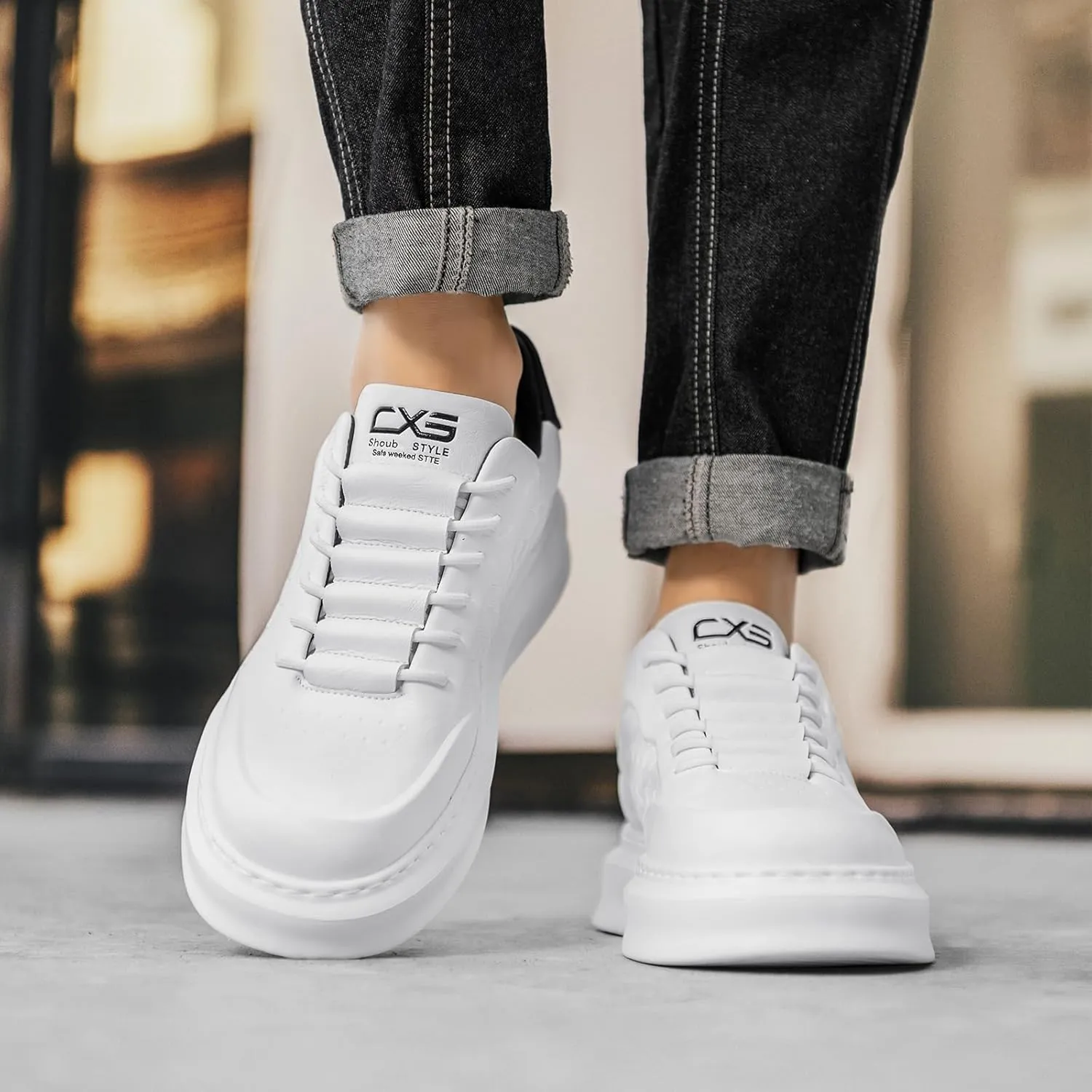 YCMM Lace Up Platform Sneakers Lightweight Comfortable Casual Fashion Sneaker Walking Shoes for Men Women