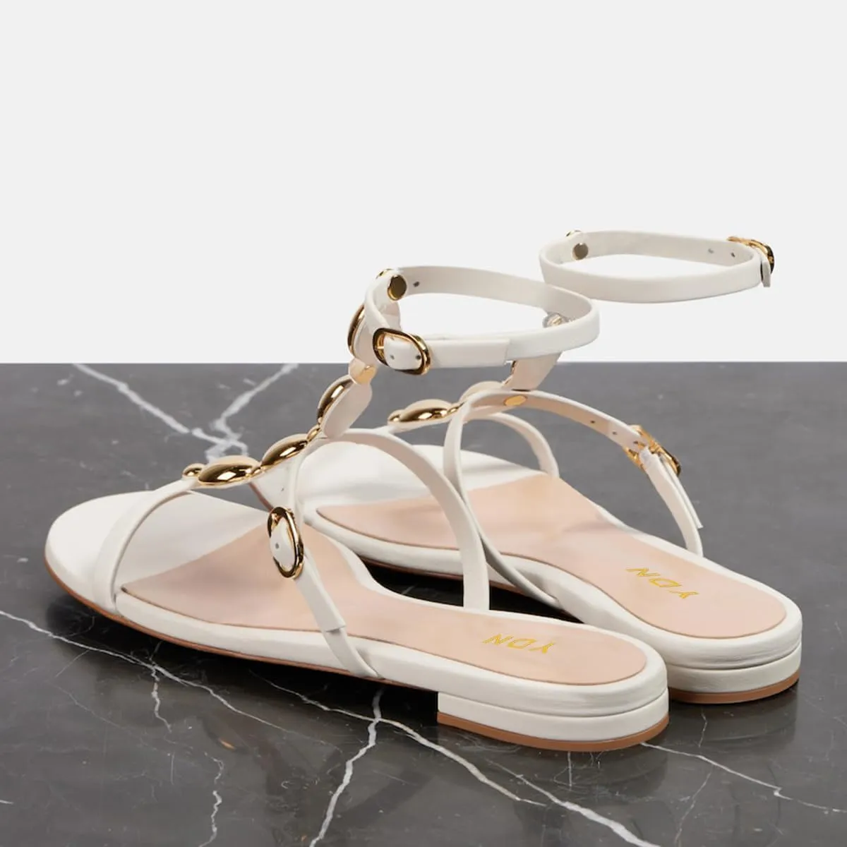 YDN Women Stylish Flats Shoes Open Round Toe Chunky Low Heels Ankle Strap with Buckle Summer Wedding Dress Prom Party Sandals Size 4-16 US