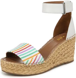 YDN Women's Round Toe Platform Heeled Sandals Mid High Wedge Heels with Ankle Strap Summer Beach Trendy Shoes Size 4-16 US