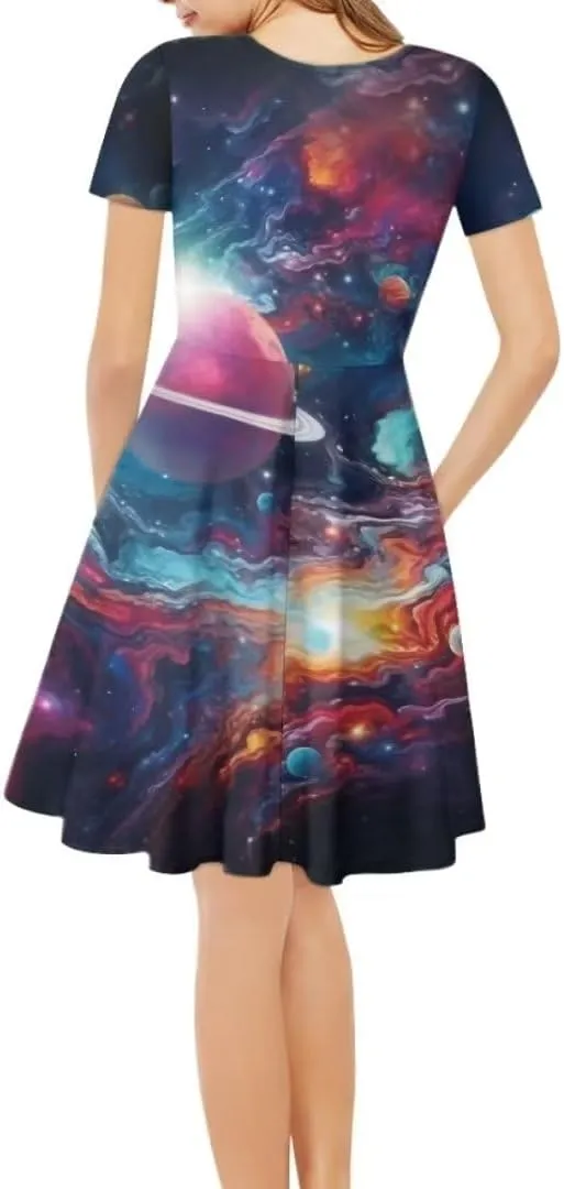 Youngerbaby Women Tank Dresses Midi Dress Loose Short Sleeve Summer Beach Dresses Tunic Top Casual Dress