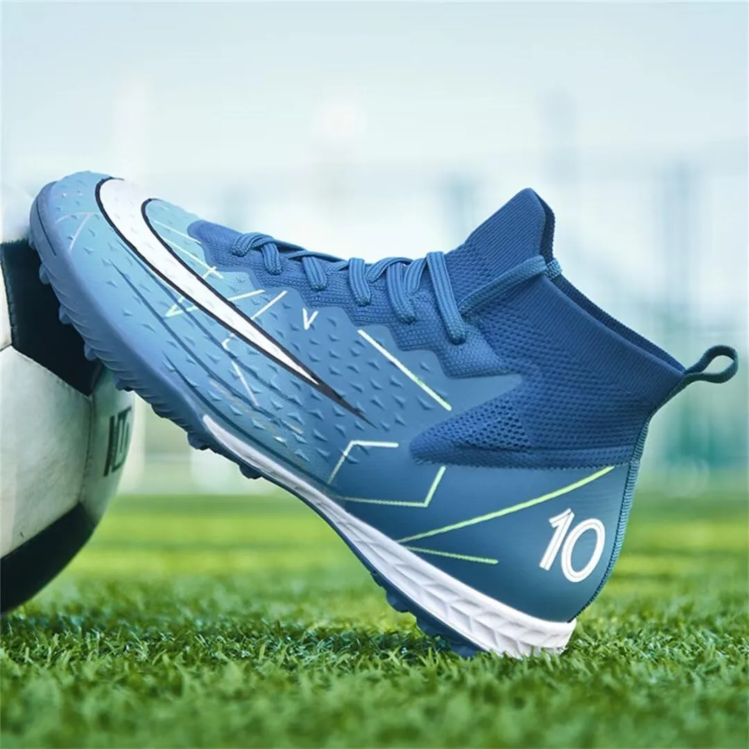 Youth Turf Soccer Shoes Mens Women High top Football Boots Indoor Athletic Ankle Shoes Spikes Indoor Soccer Cleats AG