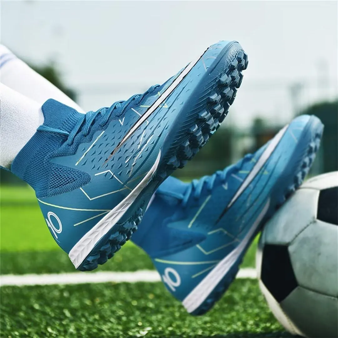 Youth Turf Soccer Shoes Mens Women High top Football Boots Indoor Athletic Ankle Shoes Spikes Indoor Soccer Cleats AG