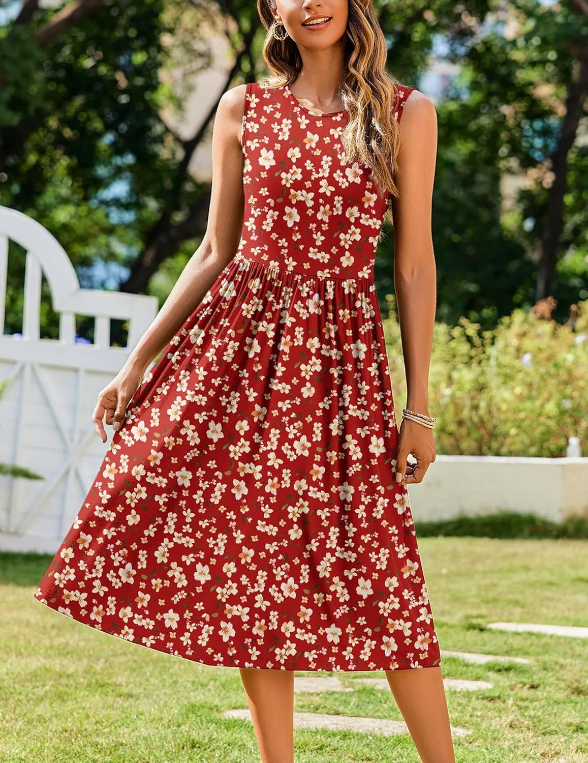 Zeagoo Women's Summer Tank Midi Dress with Pockets Floral Sleeveless A-Line Casual Loose T-Shirt Dresses Beach Sundress 2025