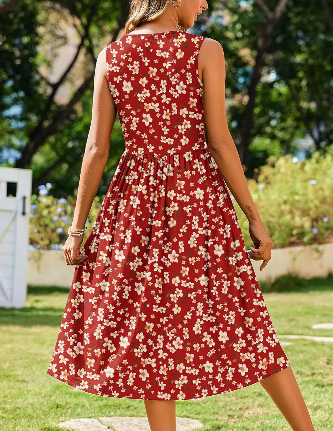 Zeagoo Women's Summer Tank Midi Dress with Pockets Floral Sleeveless A-Line Casual Loose T-Shirt Dresses Beach Sundress 2025