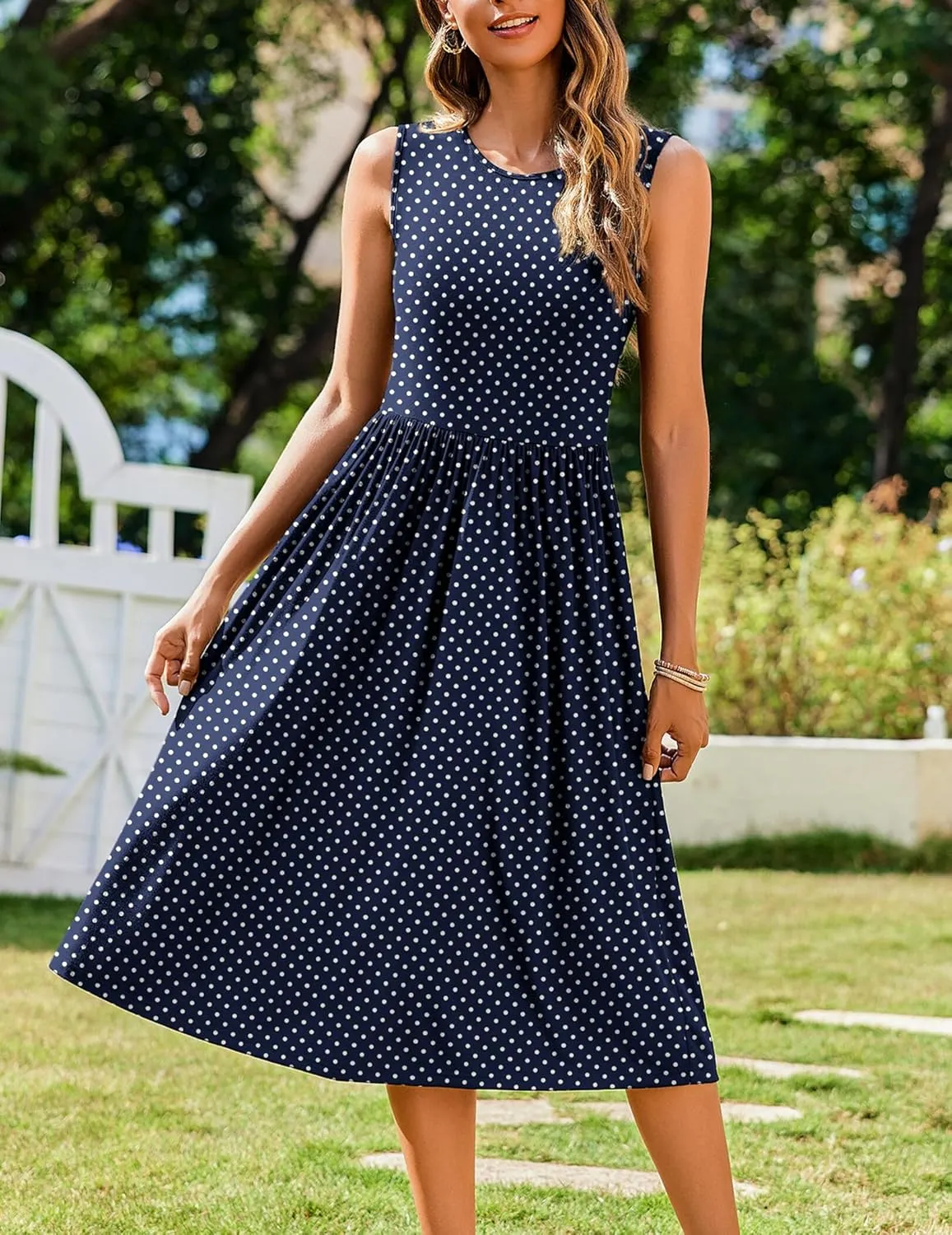 Zeagoo Women's Summer Tank Midi Dress with Pockets Sleeveless A-Line Dress Casual Floral T-Shirt Dress Flowy Beach Sundress
