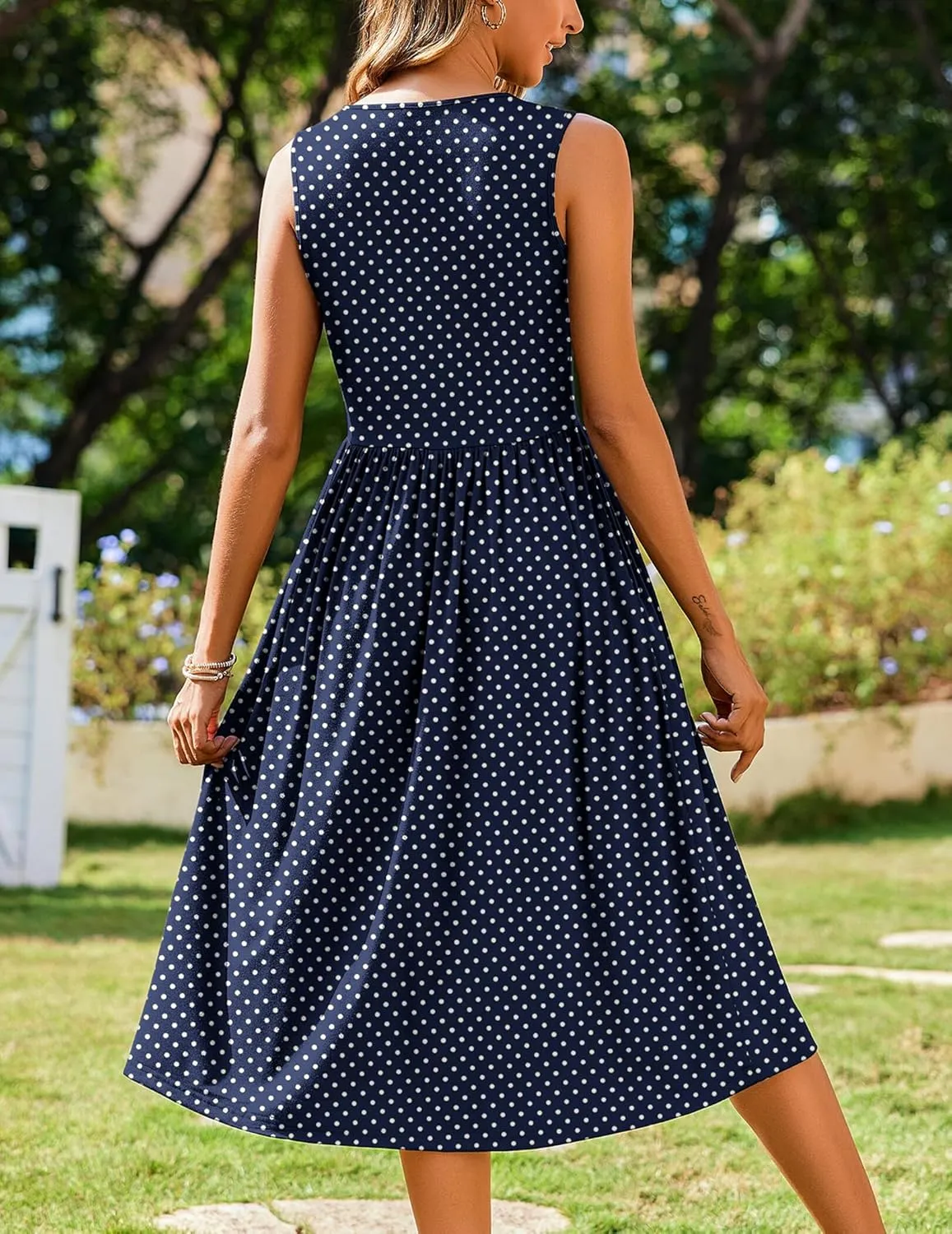 Zeagoo Women's Summer Tank Midi Dress with Pockets Sleeveless A-Line Dress Casual Floral T-Shirt Dress Flowy Beach Sundress