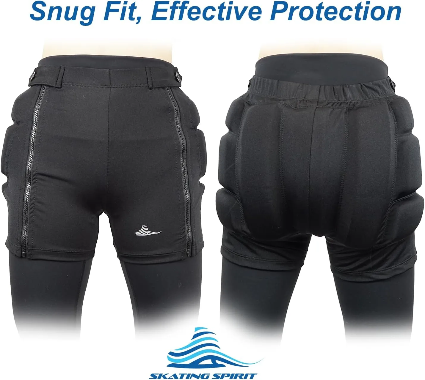 Zip-on Zip-Off Padded Shorts Protective Crash Pants Tailbone Hip Butt Pad for Skating Skateboarding Skiing