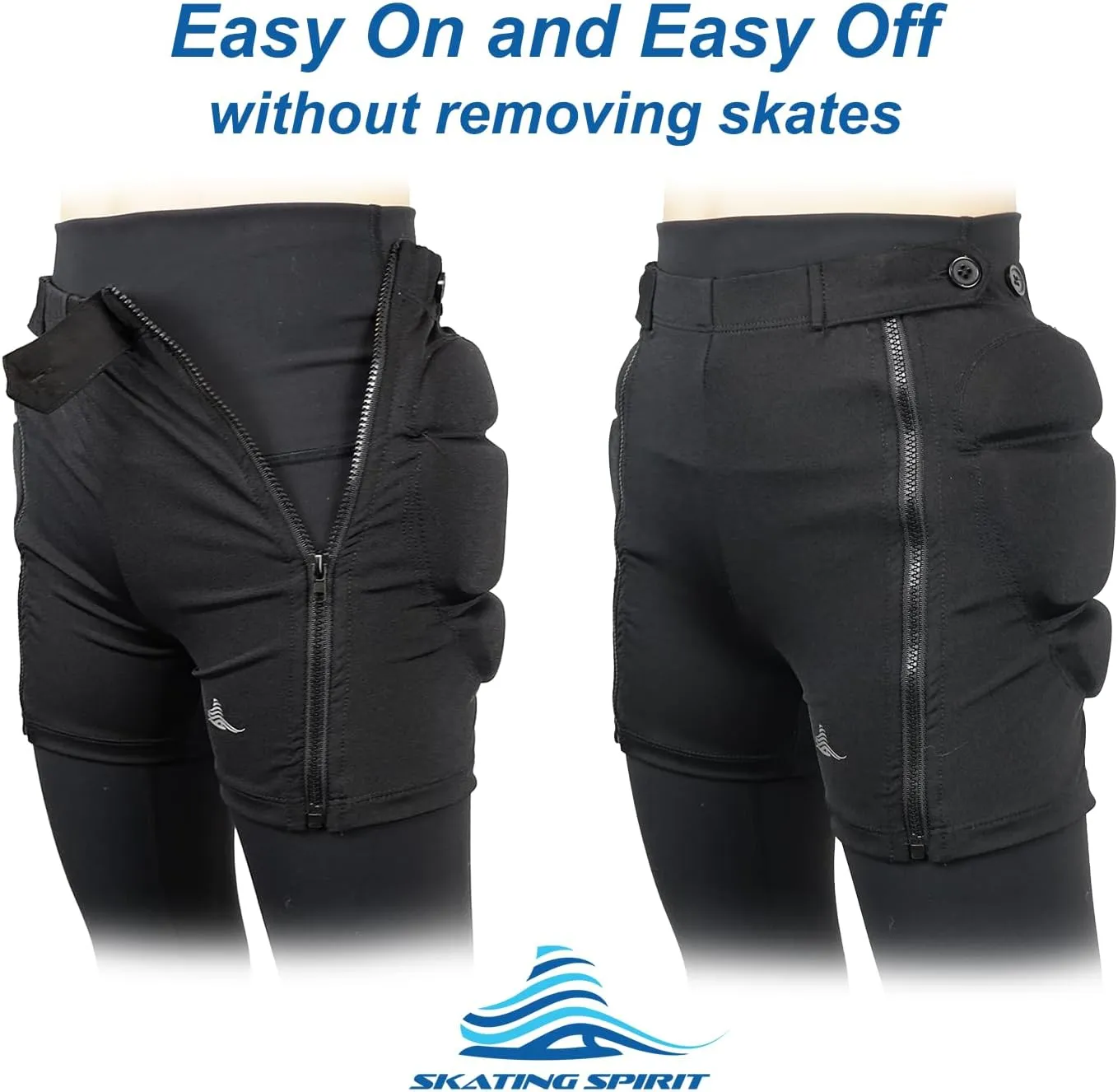Zip-on Zip-Off Padded Shorts Protective Crash Pants Tailbone Hip Butt Pad for Skating Skateboarding Skiing