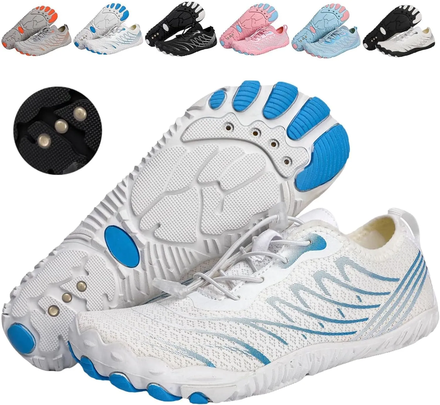 Zureto Women's Adult Earthing Slipper, White, 8-8.5, Medium, Minimalist, Round Toe, Casual, Running, Hiking, All Seasons, Flats, Moderate Cushioning, Synthetic, Adults with Foot Health Concerns